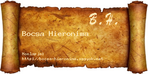 Bocsa Hieronima névjegykártya